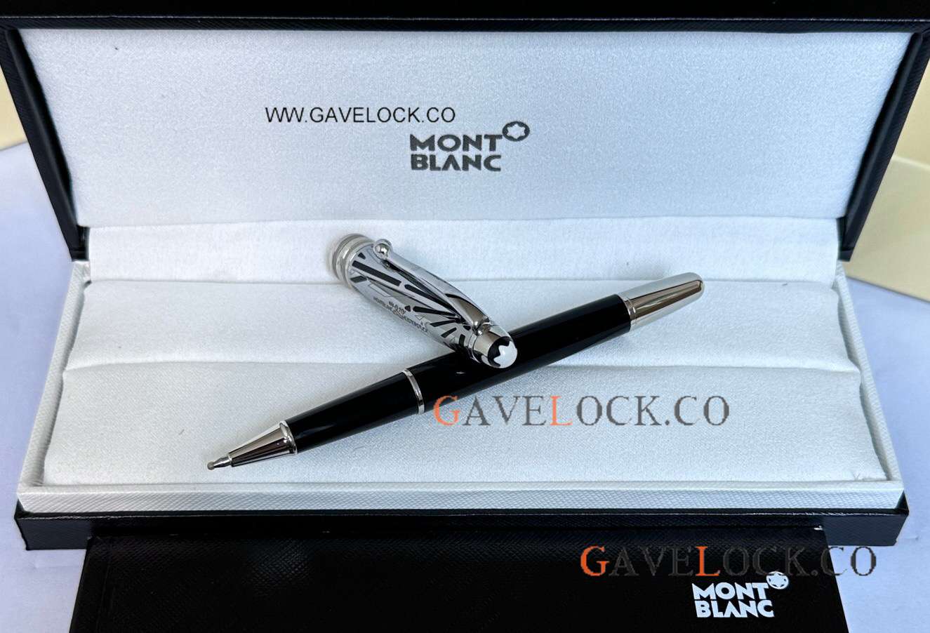 New Replica Mont blanc 100th Meisterstück Black-Silver Rollerball Pen